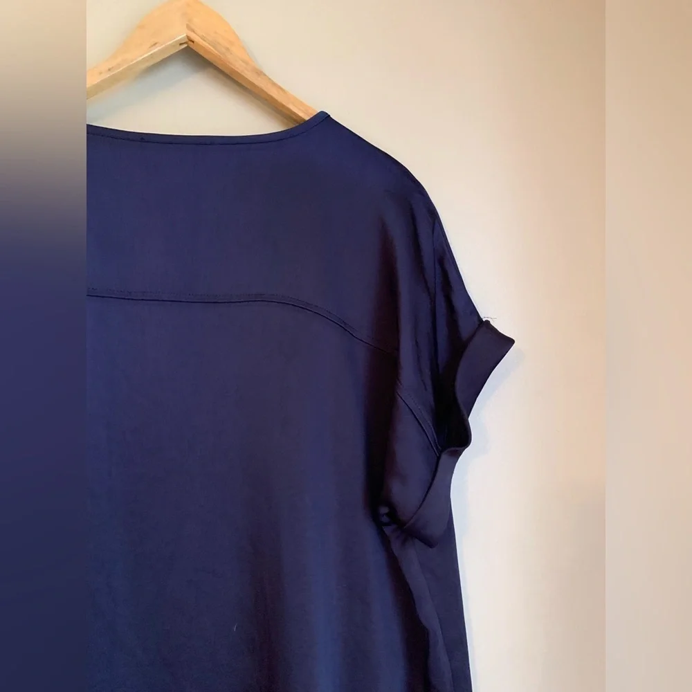 Peace of cloth satin v neck navy shirt dress - Picture 6 of 11